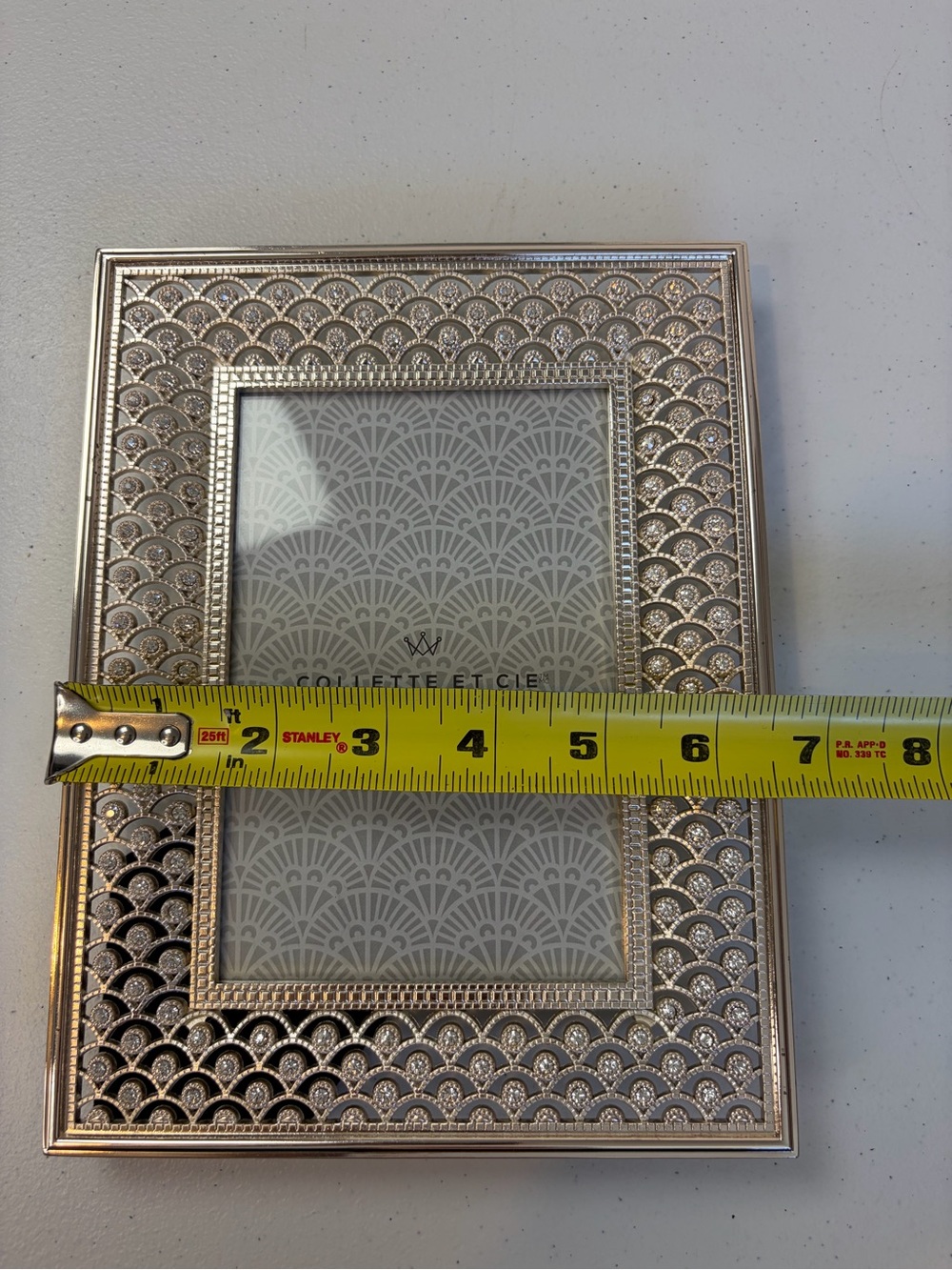 Colette Et Cie Silver Tone Rhinestone Picture Frame 4x6 Art Deco Glam Home Decor - Picture 8 of 8